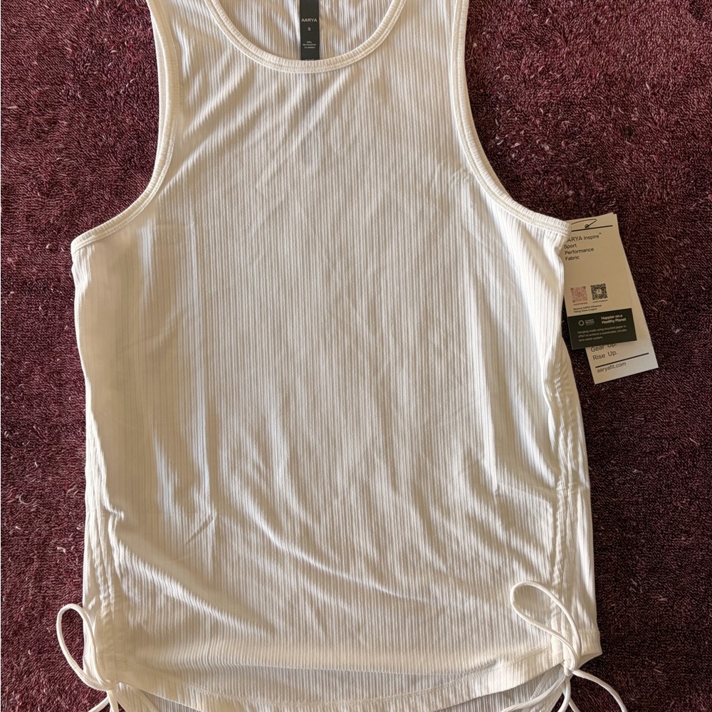 AARYA Inspire Sport Performance Fabric White Ribbed Tank Top